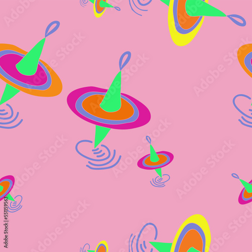 Seamless stylized colored  whirligigs. Hand drawn.