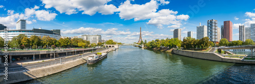 Skyline panorama of Beaugrenelle district of Paris with Eiffel Tower in the background. France photo