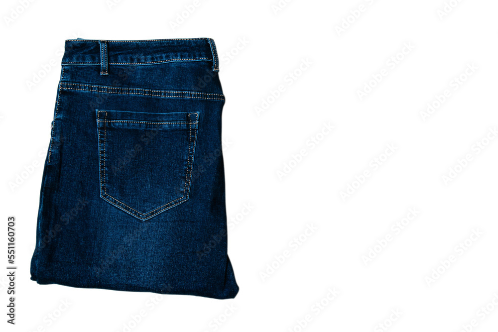 Beautiful women's jeans isolate on white background with copy space Beautiful women's jeans isolate on white background with copy space