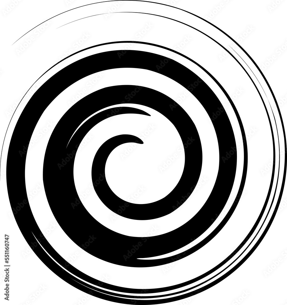 Illustration of a wide spiral image in black on transparant background, png