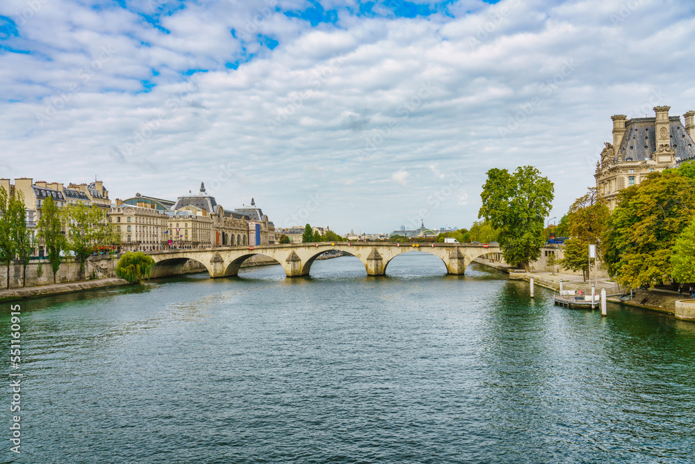 Pont du Carrousel (bridge) in Paris, France by the Seine River