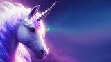 Illustration of a beautiful unicorn with purple background