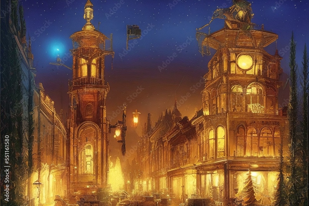 Fototapeta premium christmas city illustration