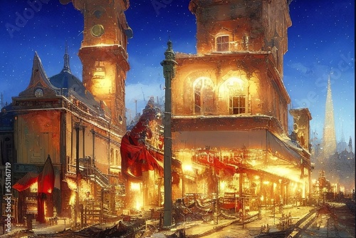 christmas city illustration © LikotoArtworks