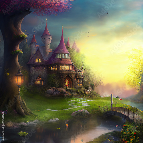 Fantasy landscape, fairytale, magical, painting