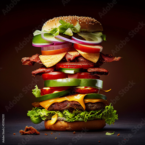 Delicious layered burger