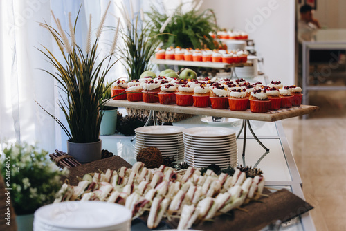 Beautifully decorated catering snacks and appetizers