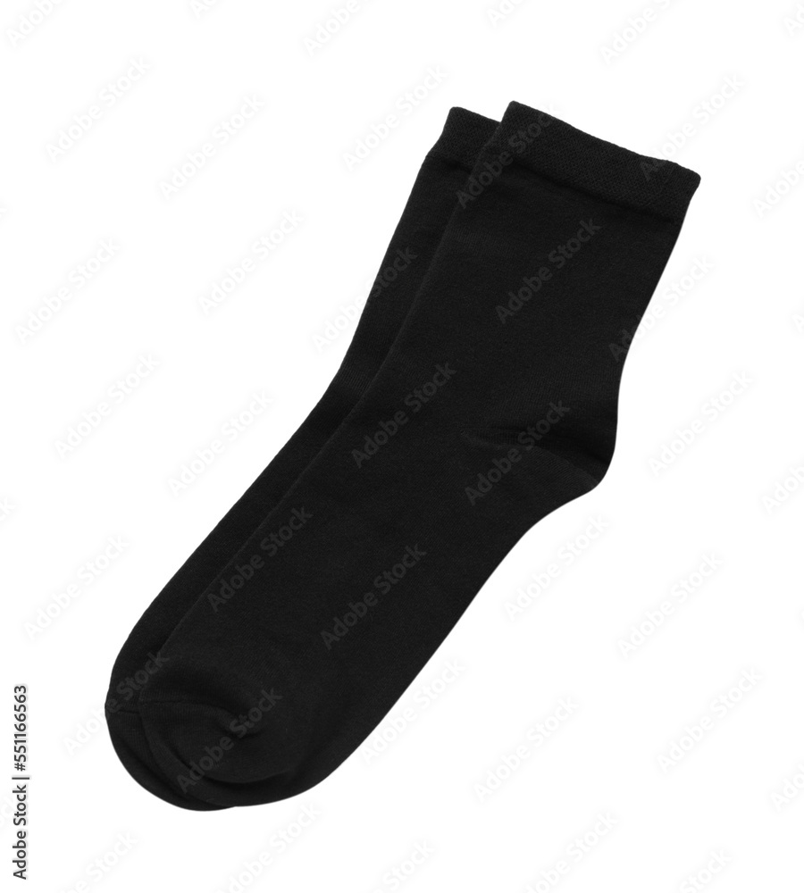 Pair of black socks isolated on white, top view Pair of black socks isolated on white, top view