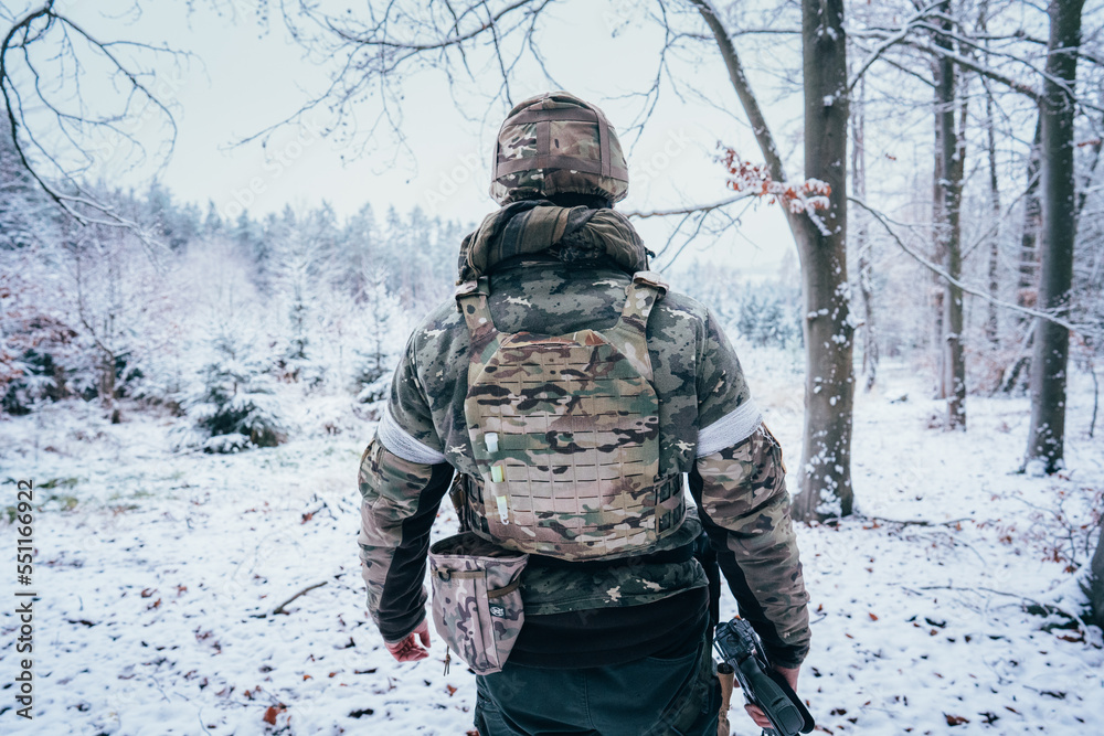 Russian soldier in occupied territory.