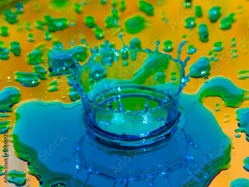 water drops on a glass blue