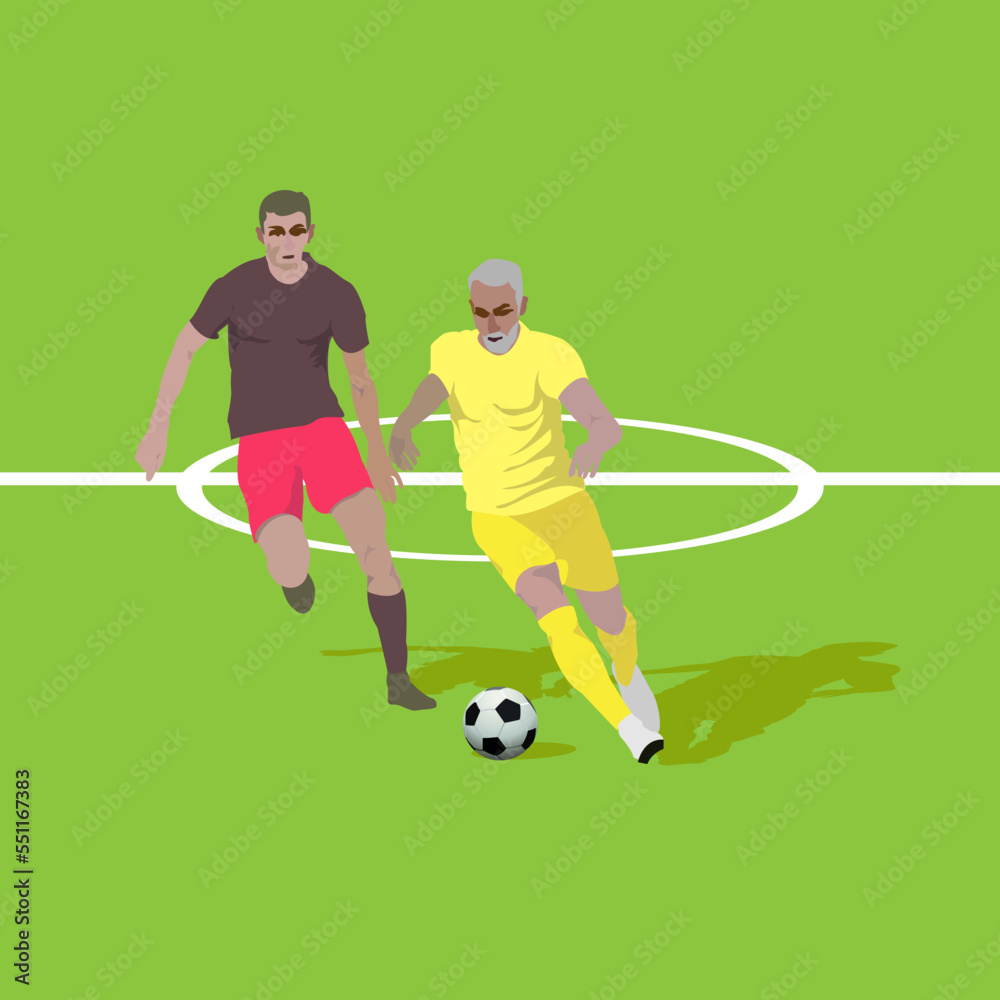 Fototapeta premium father and son playing football