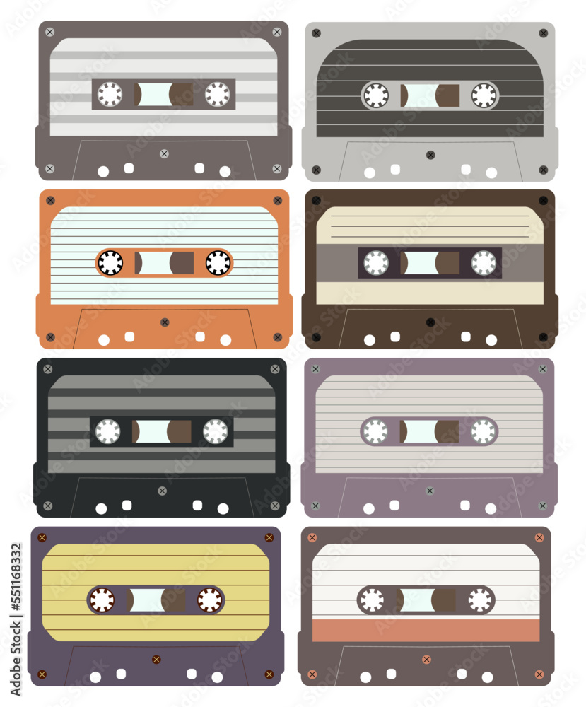 Vintage cassette collection, retro audio tape