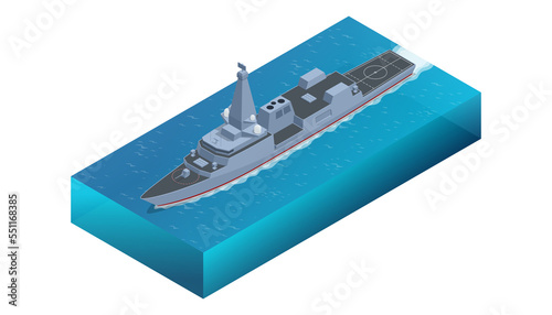 Isometric Type 26 frigate, Naval Ship, frigate for the United Kingdom's Royal Navy, with variants also being built for the Australian and Canadian navies