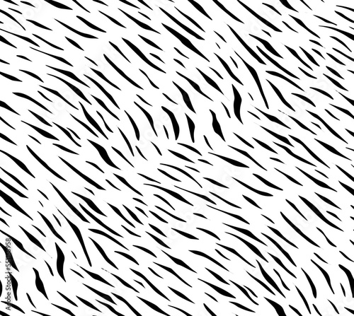 Full Seamless Zebra Tiger Pattern Textile Texture. Vector Background. Black and White Animal Skin for Women Dress Fabric Print.