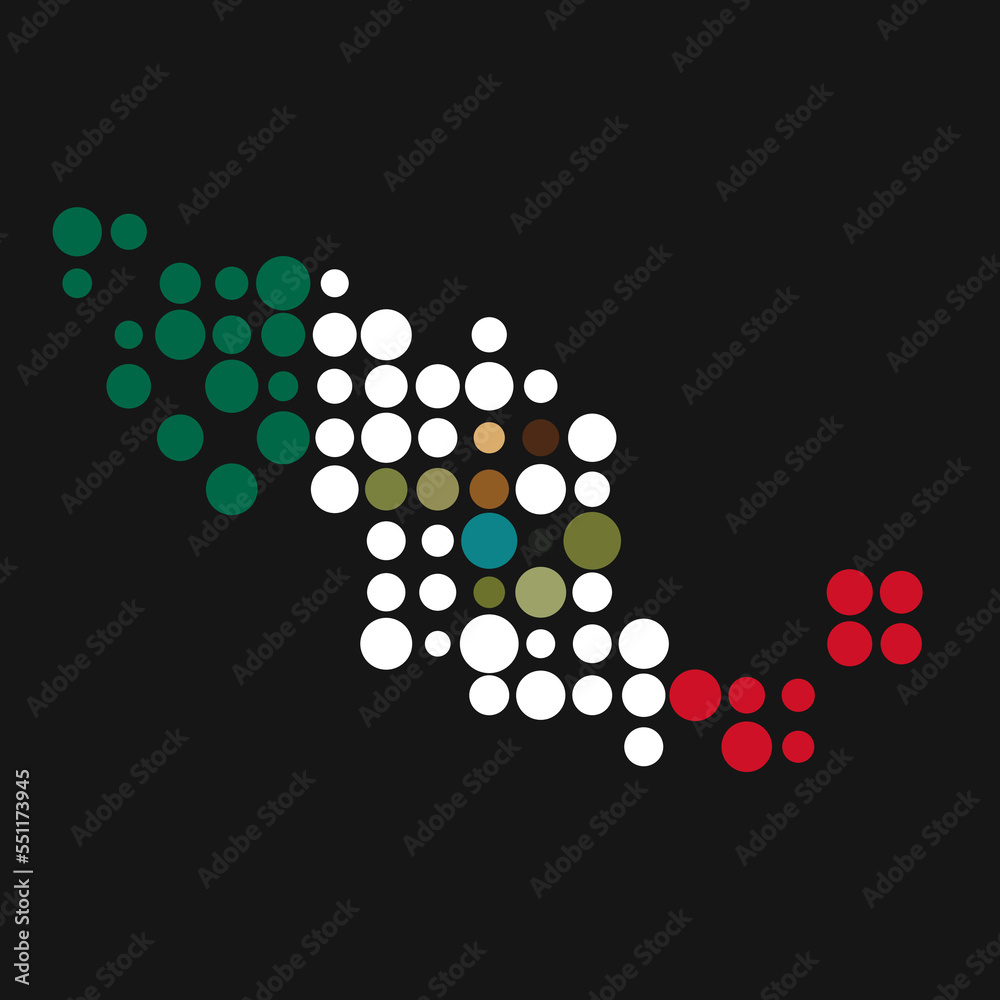 Mexico Silhouette Pixelated pattern map illustration Mexico Silhouette Pixelated pattern map illustration