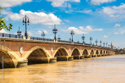 Old stony bridge in Bordeaux