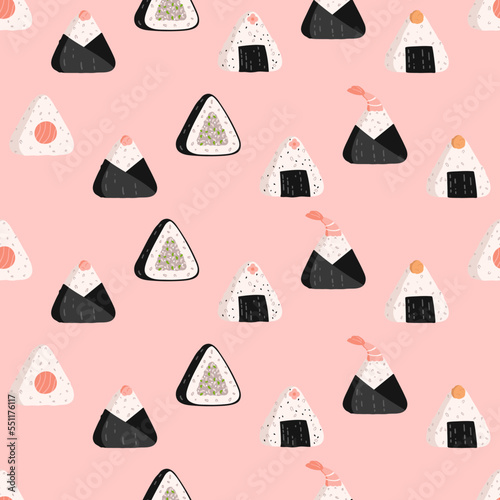 Traditional japanese onigiri seamless pattern