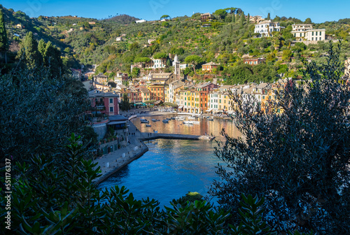 Coastal villagescape and harbour - Portofino, Genoa, Liguria, Italy