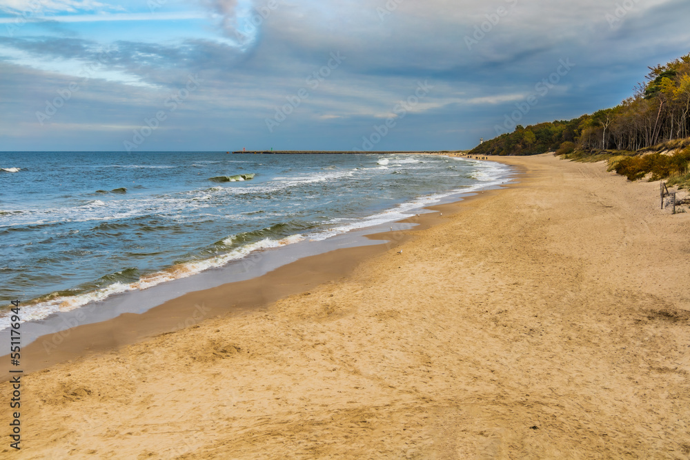 Beautiful landscape of sandy beach at the coast of Baltic sea