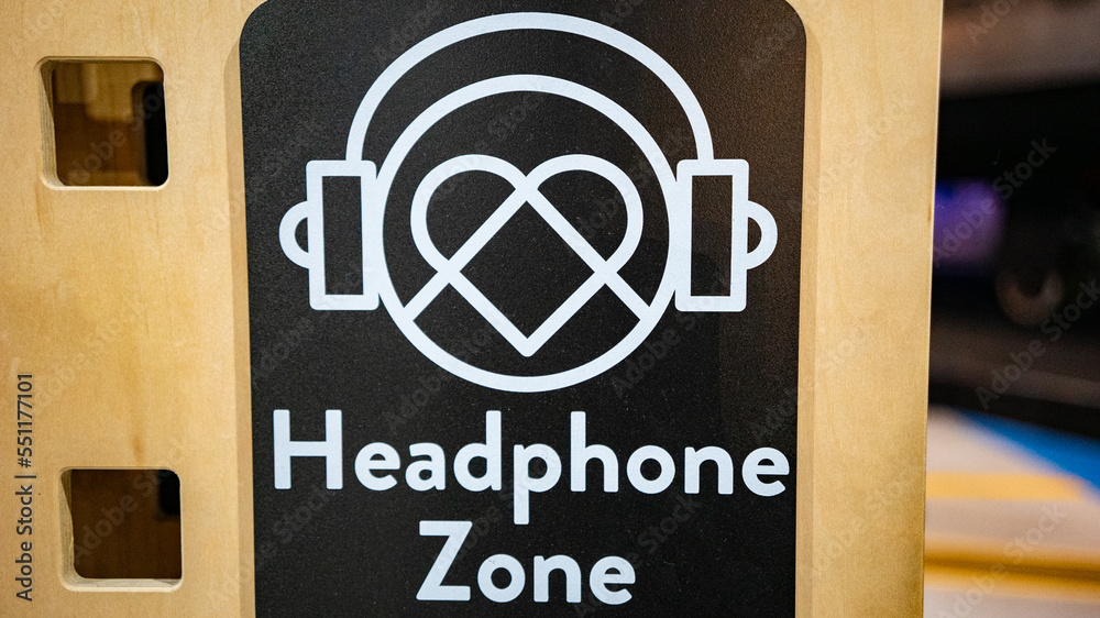 headphone zone warning sign Stock Photo Adobe Stock