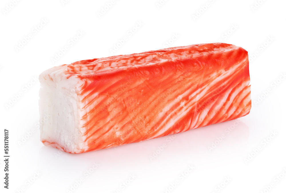 Crab stick isolated on white background. With clipping path. Crab stick isolated on white background. With clipping path.