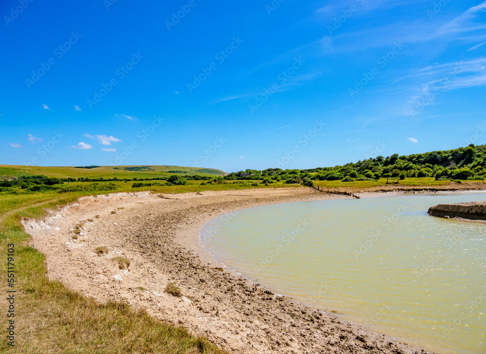Cuckmere River near Litlington, Wealden District, East Sussex, England, United Kingdom Cuckmere River near Litlington, Wealden District, East Sussex, England, United Kingdom