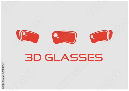 3D glasses in 3 different positions