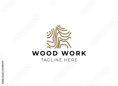Capenter industry logo design - wood log  timber plank wood  woodwork handyman  wood house builder. simple minimalist icon.
