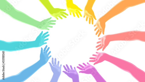 3d illustration of multicolored hands symbolizing care