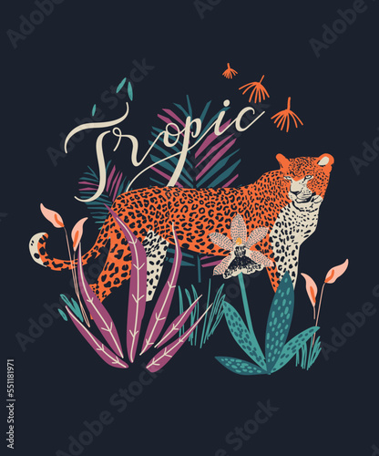 Leopard t shirt print design vector illustration