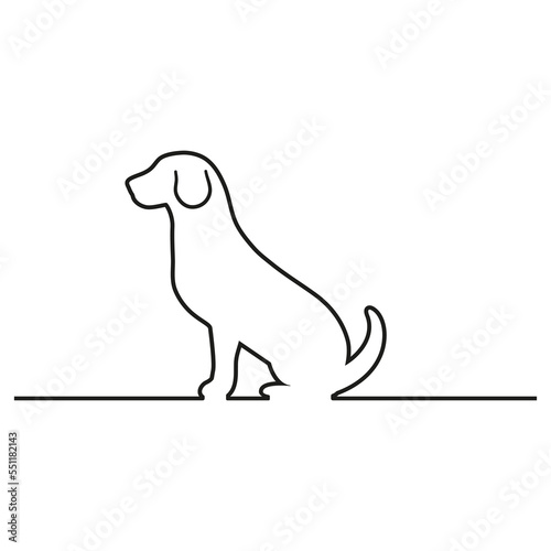 Creative linear illustration dog isolated on white background.