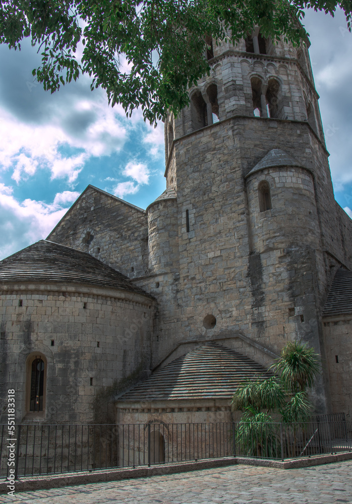 old town of Girona.  Catalonia.  Historical architecture.
