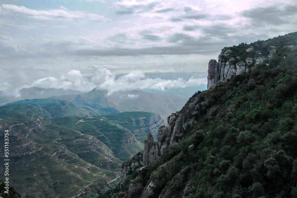 mountains and the monastery of Montserrat.  Barcelona.  Spain