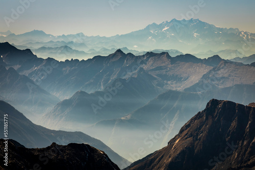 Dramatic landscape of swiss alps in upper Engadine, Graubunden, Switzerland