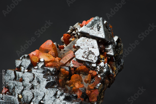 Foto hematoid quartz on magnetite macro detail texture background