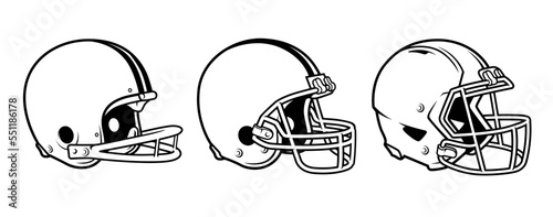 Football helmet evolution black and white set