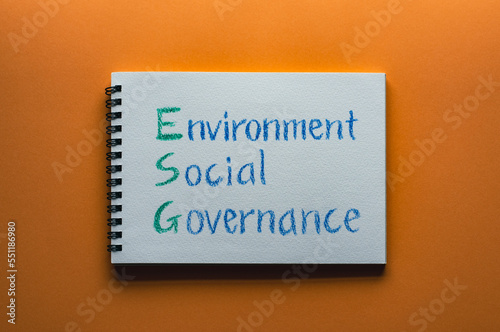 There is sketchbook with an illustration of Environment, Social, Governance.