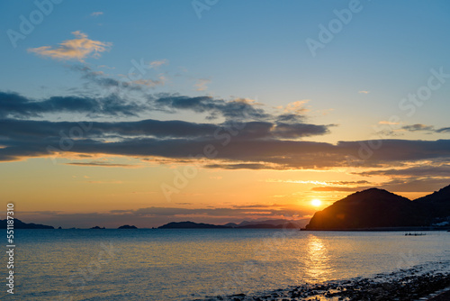 Sunset in the Seto Inland Sea  looking toward the Kasaoka Islands from Yorishima-cho