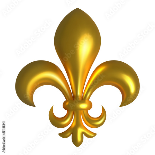 isolated gold lily illustration. mardi gras symbol