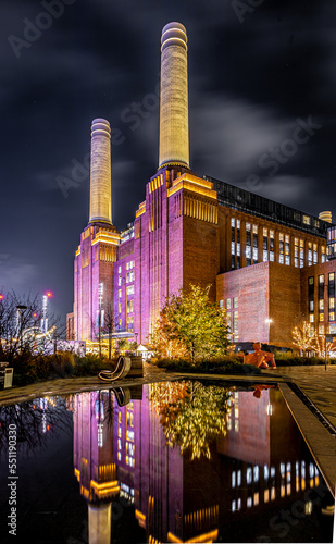 Canvas Print View of Battersea Power station during Christmas time in London