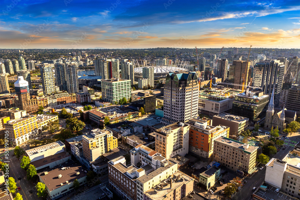 Obraz premium Aerial view of Vancouver business district