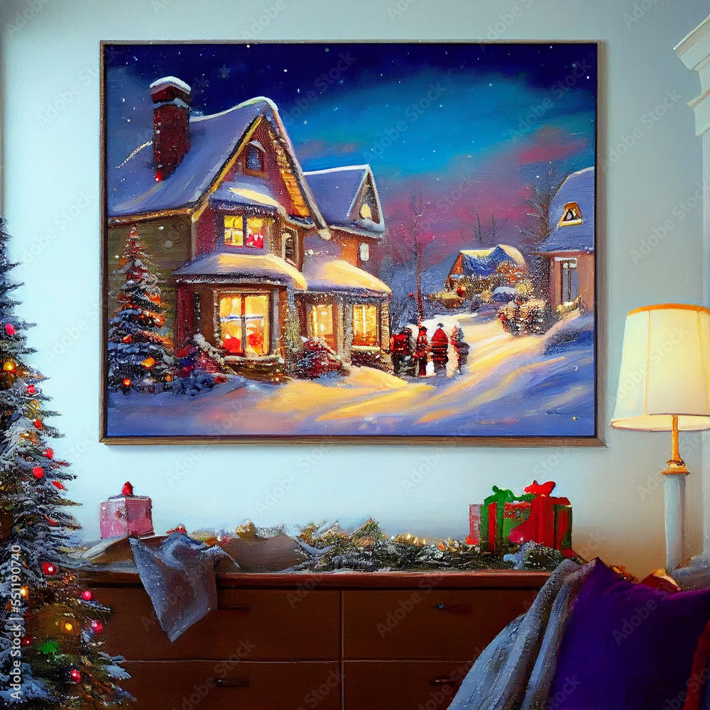 Fototapeta premium Christmas Family Gathering in an Outdoor Village