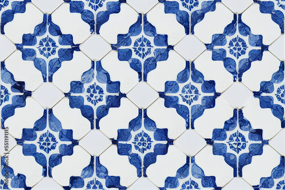 Fototapeta premium Portuguese tiles background, seamless pattern