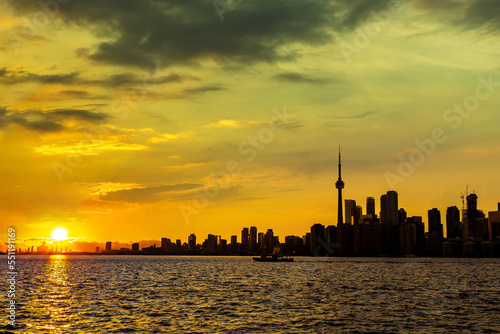 Photography Toronto skyline at sunset, Canada