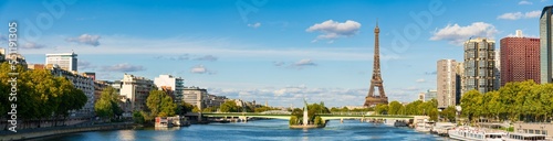 Pont de Grenelle and Eiffel Tower panorama in Paris. France