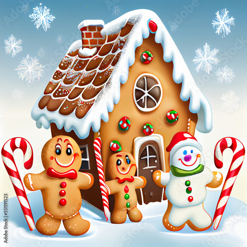Christmas Family Gathering in an Outdoor Village