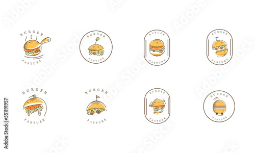 Burger fast food logo brand design vector
