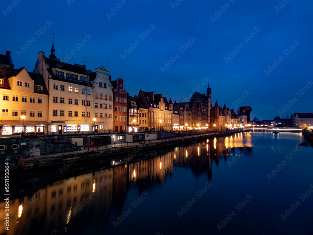 City of Gdansk in Poland at night