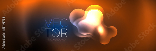 Glowing neon lights abstract shapes composition. Magic energy concept. Template for wallpaper, banner, background or landing