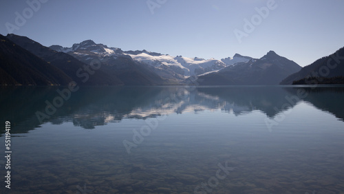 Mountains reflected in lake